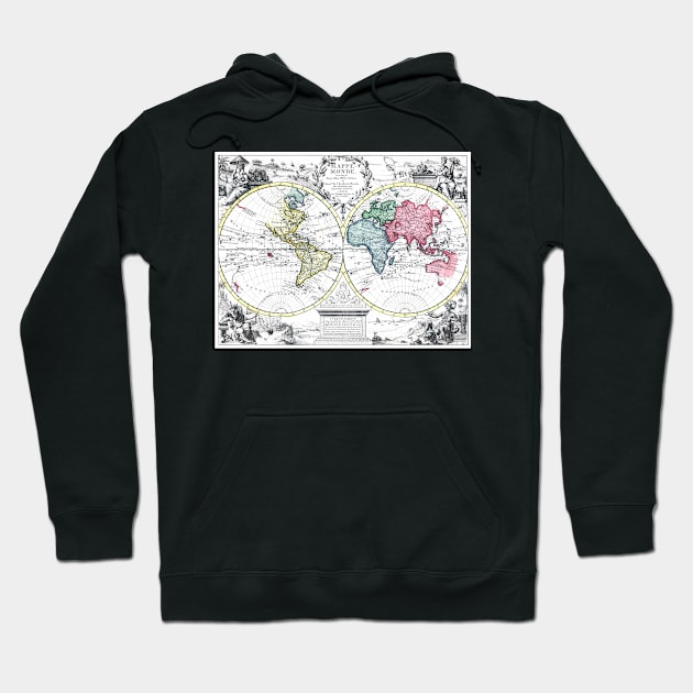 World map wall art 1714 dorm decor mappemonde Art Print Hoodie by FrenchPrinting